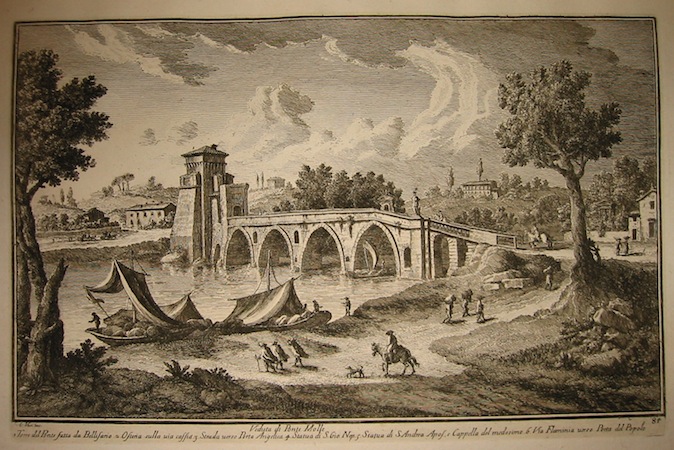 Vasi Giuseppe (1710-1782) Veduta di Ponte Molle 1786 Roma 